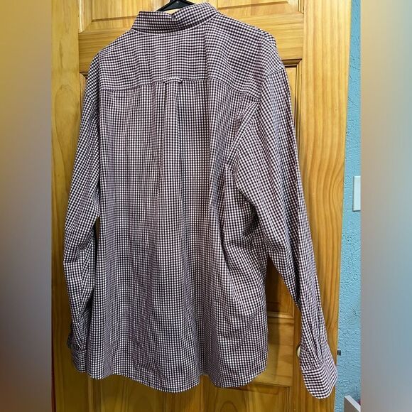 Chaps size XXL burgundy & white check button down shirt - Picture 5 of 7
